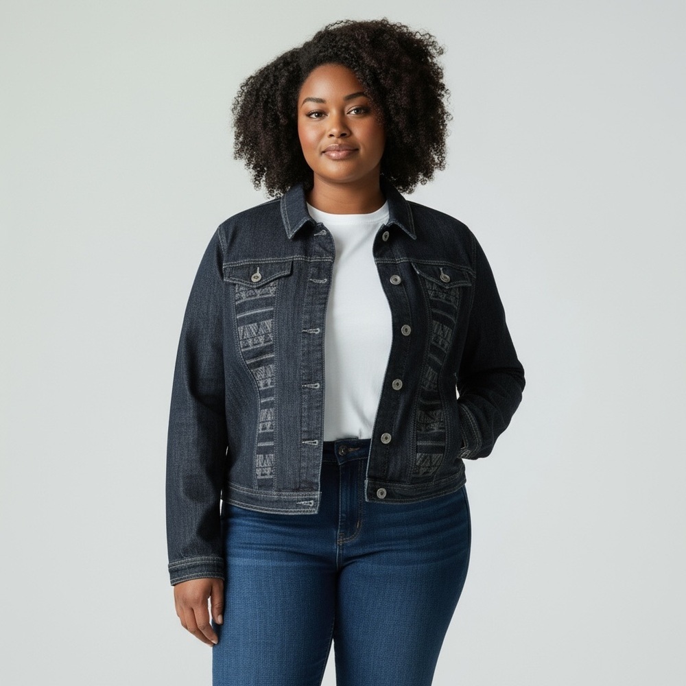 Christopher &‎ Banks Southwestern Boho Denim Jacket